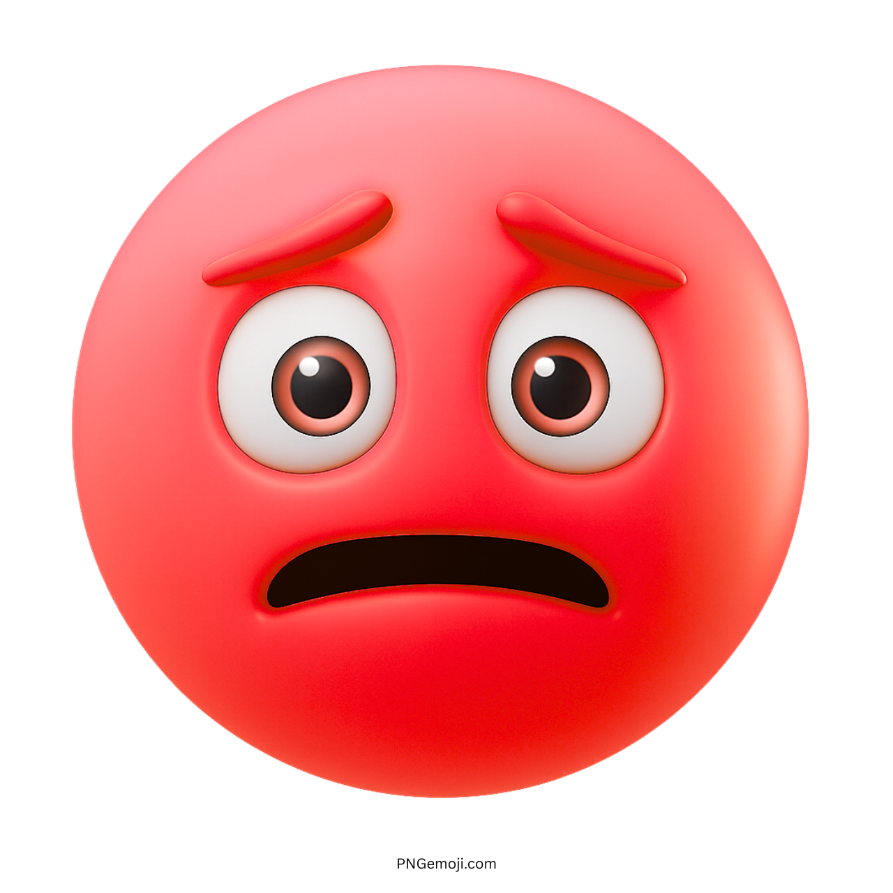 Red 3D emoji with shocked eyes and anxious, speechless facial expression