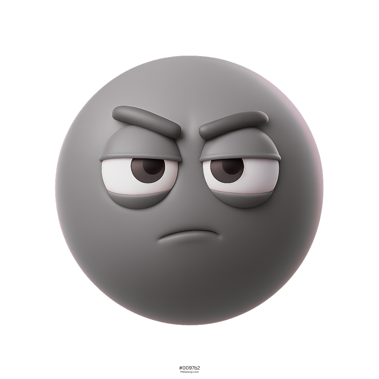 3D gray emoji face with heavy-lidded eyes showing suspicion and doubt
