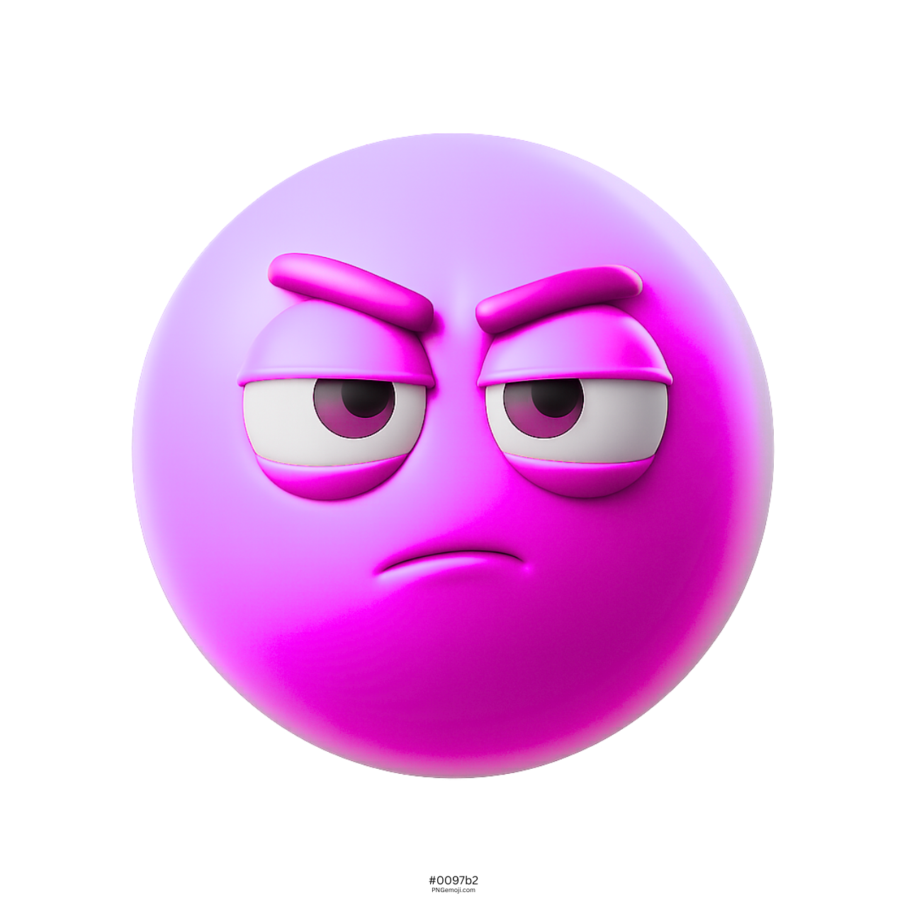 3D purple emoji face showing unimpressed and suspicious heavy-lidded expression