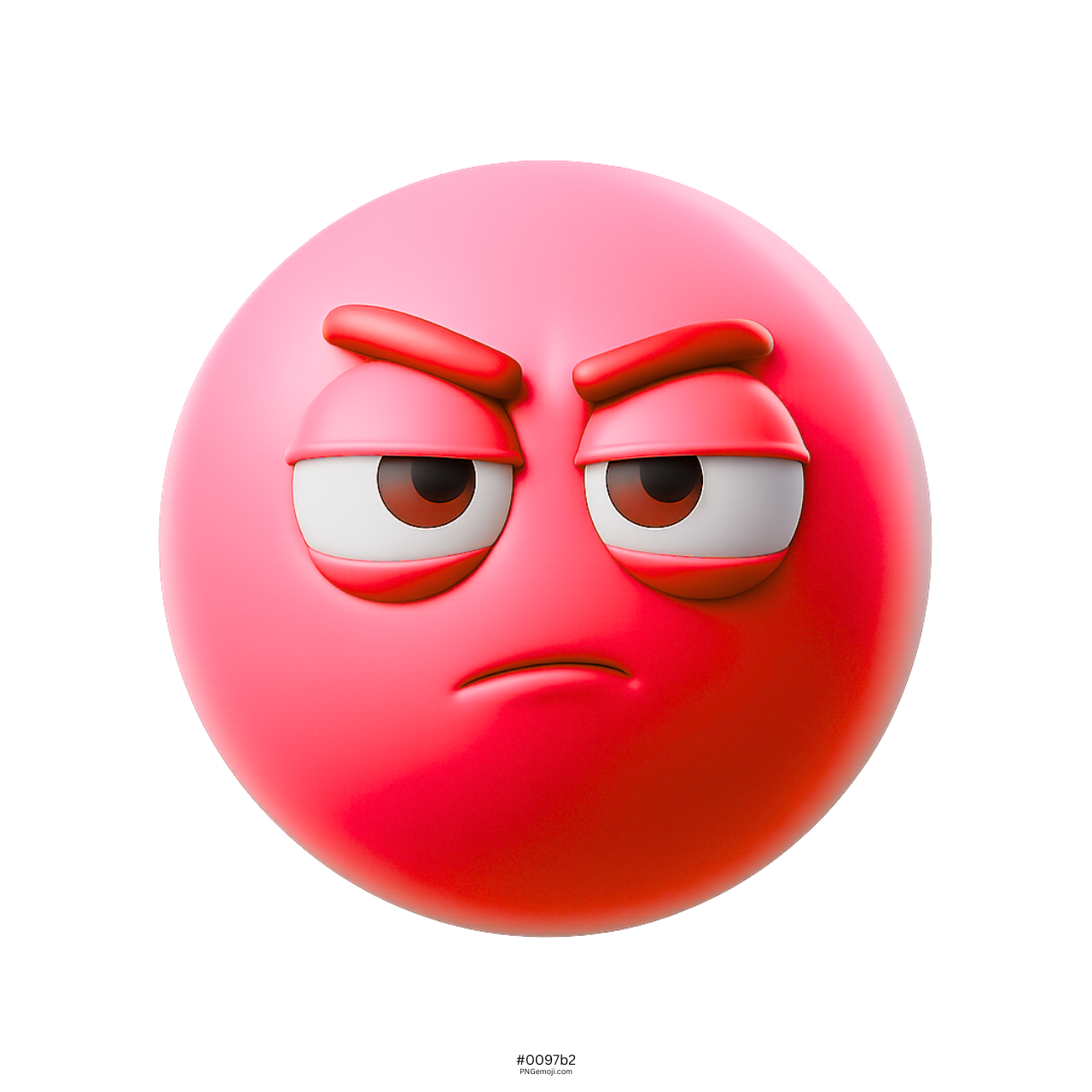 3D red emoji face with narrowed skeptical eyes and judging expression