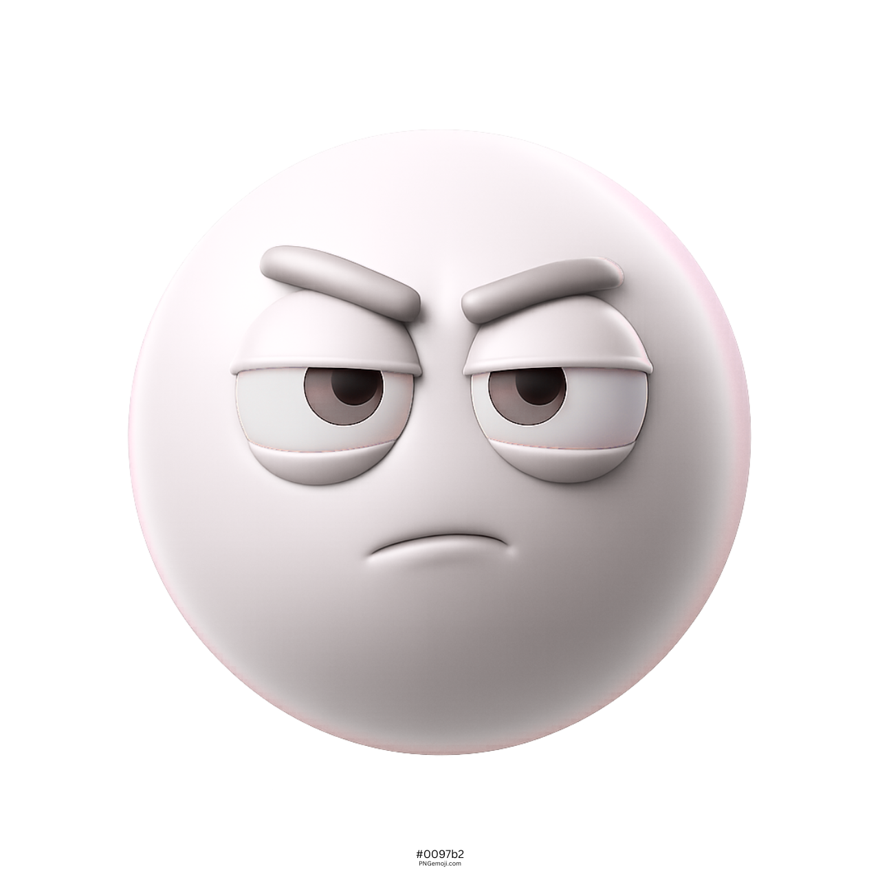 3D white emoji face showing suspicious eyes with unimpressed expression