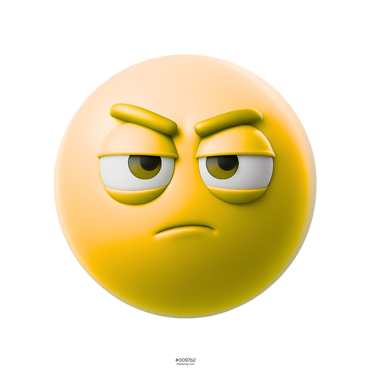 3D yellow emoji with narrowed eyes and suspicious unimpressed expression