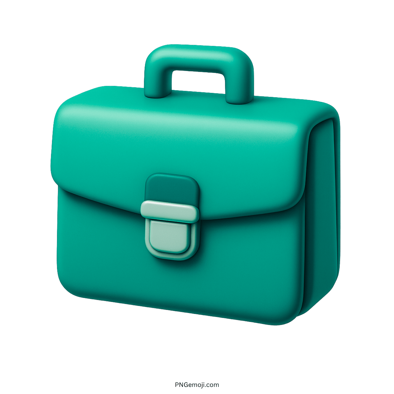 3D teal briefcase emoji with a handle and clasp on a transparent background.