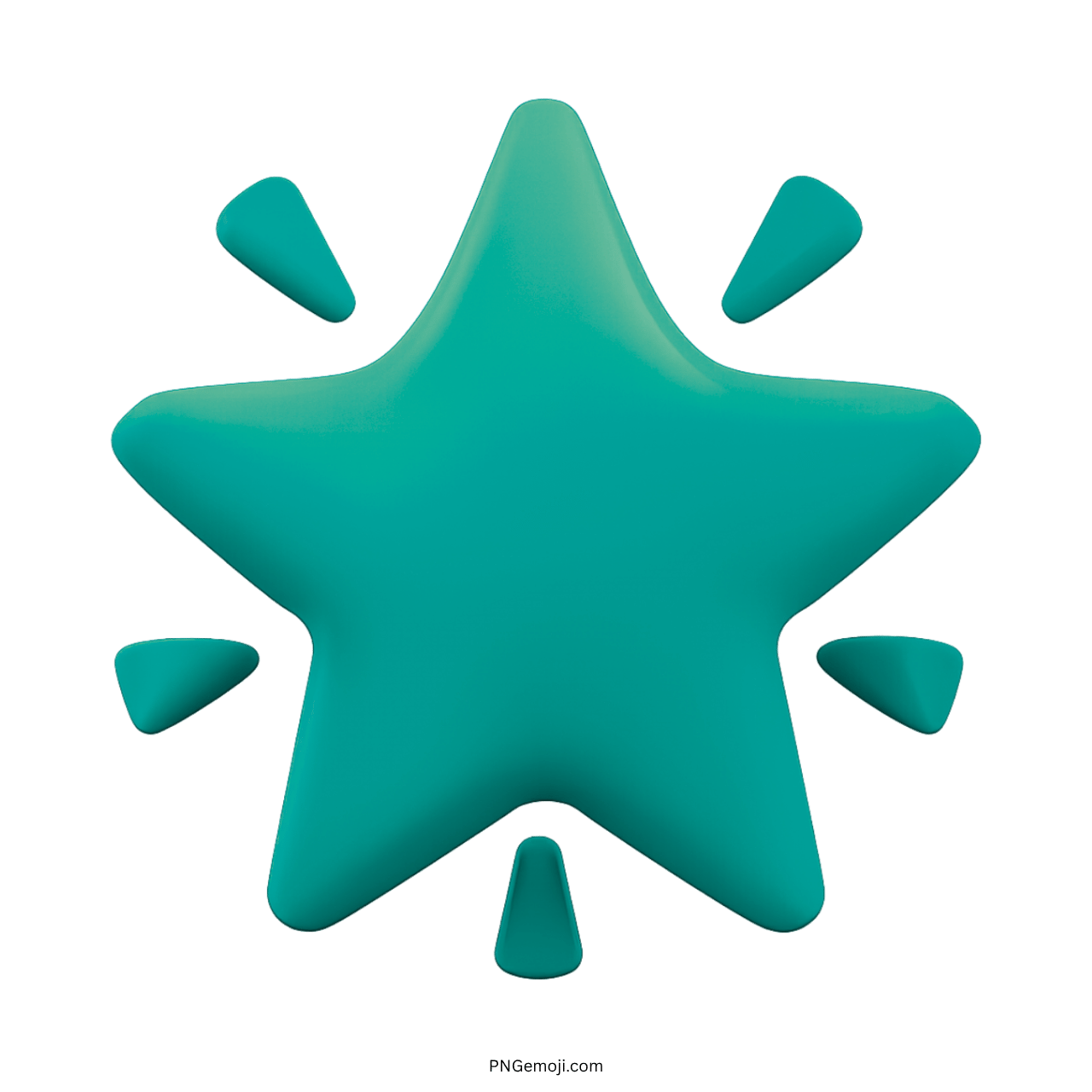 3D teal glowing star emoji with sparkles, transparent background