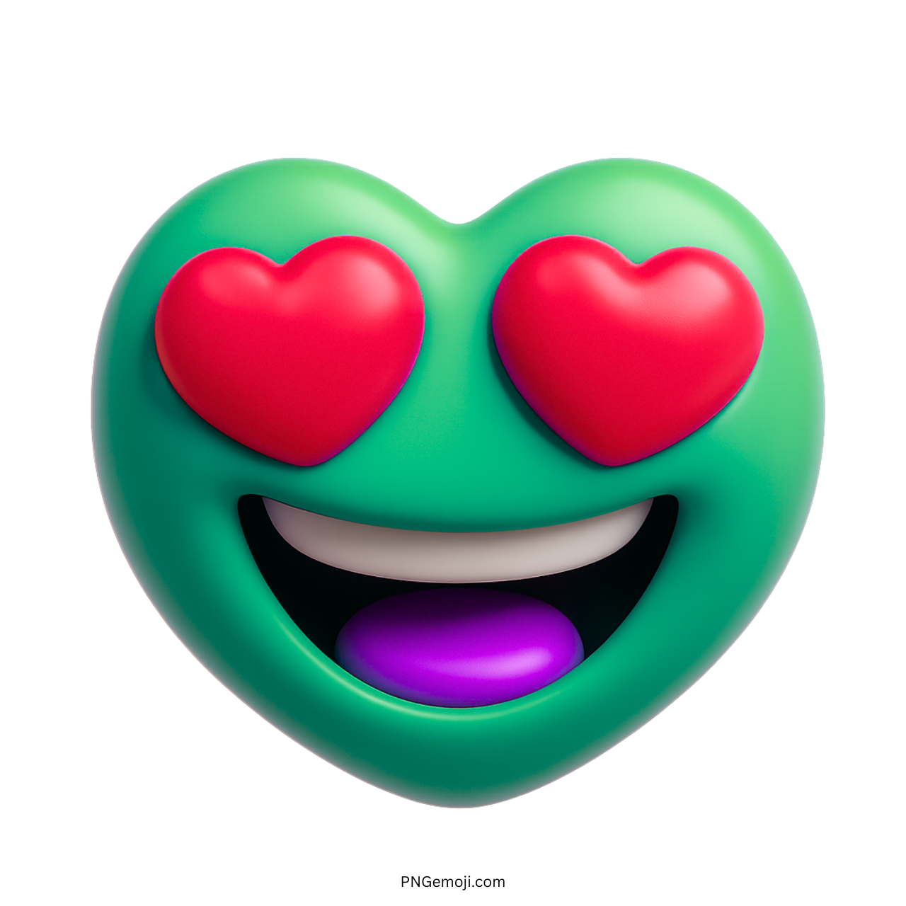 3D teal heart emoji with red heart eyes and big joyful smiling face