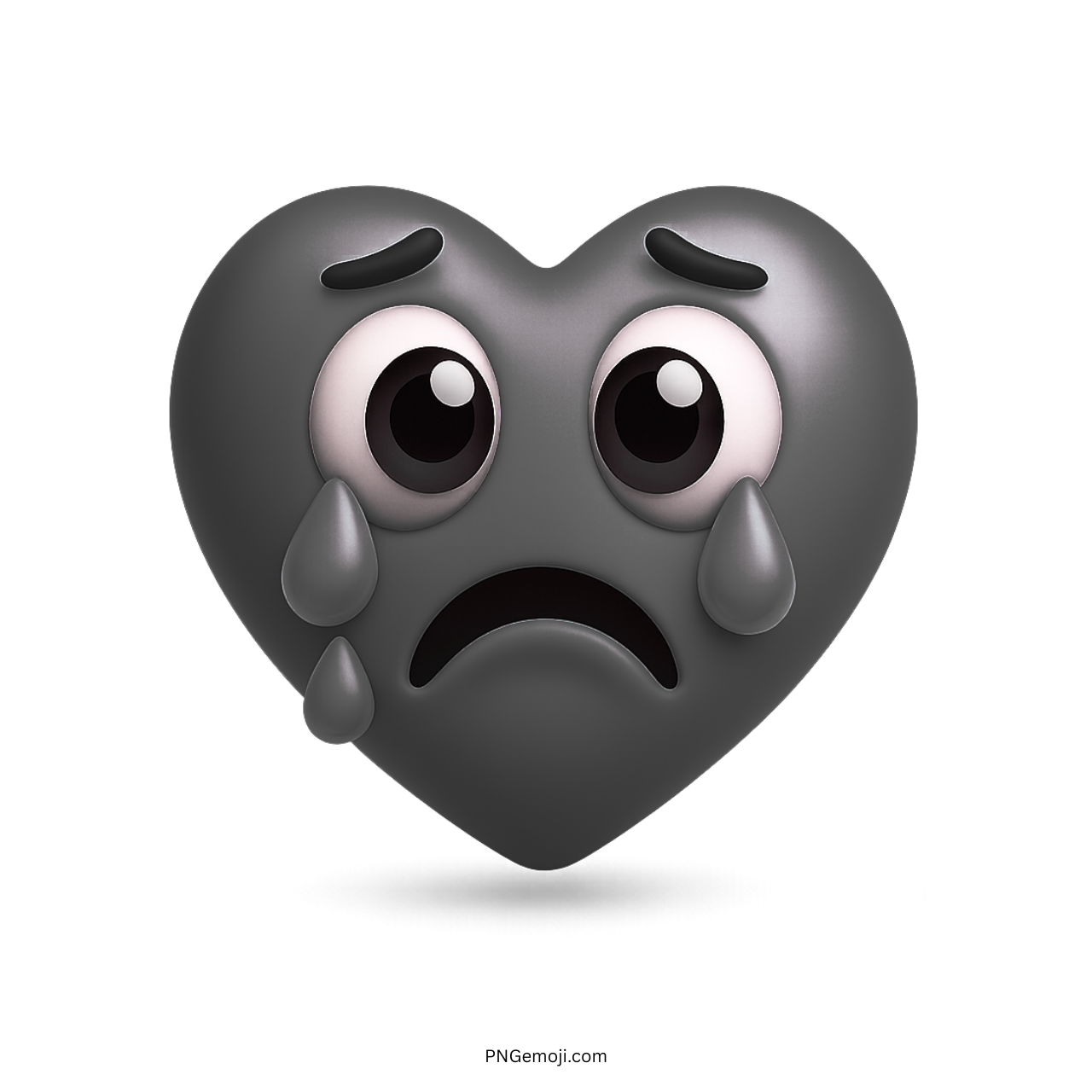 Black heart emoji with large sad eyes, tears, and crying sorrowful emotional expression