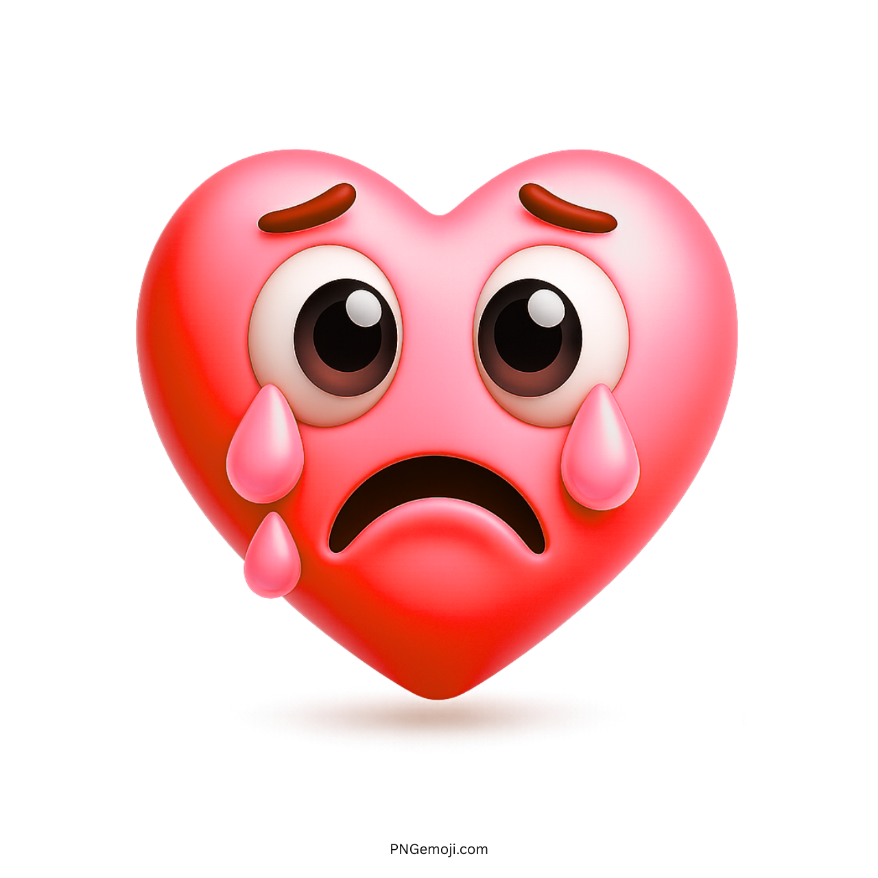 Red heart emoji with big sad eyes, tears, and crying emotional expression