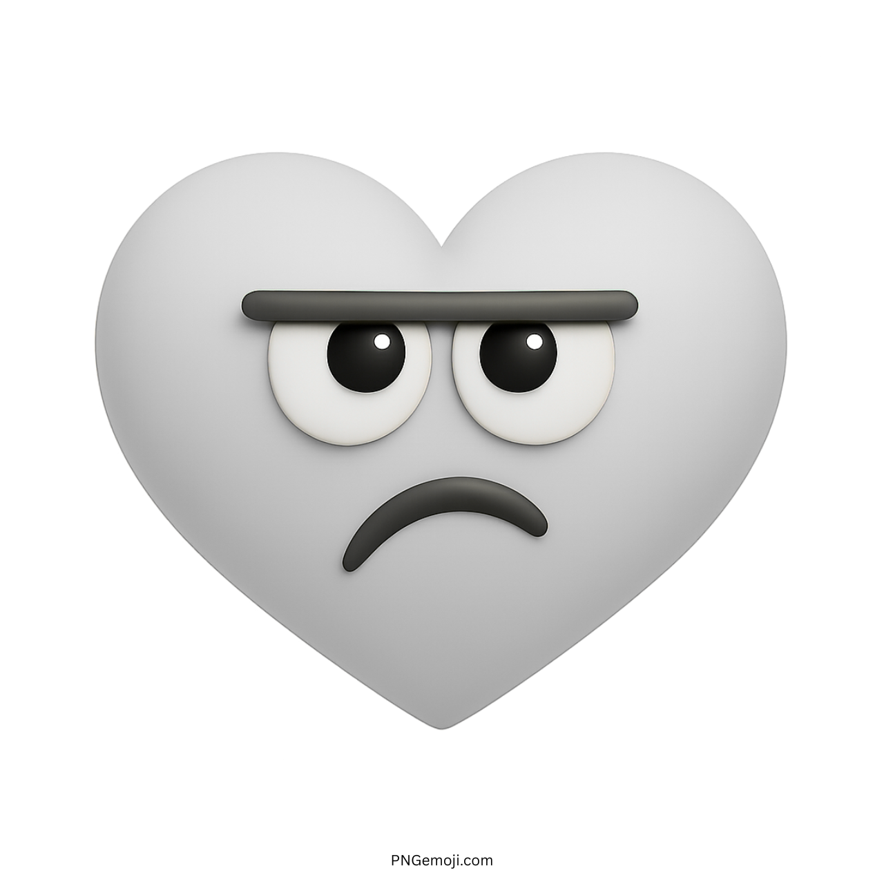 White heart emoji with angry unimpressed expression and frowning face details
