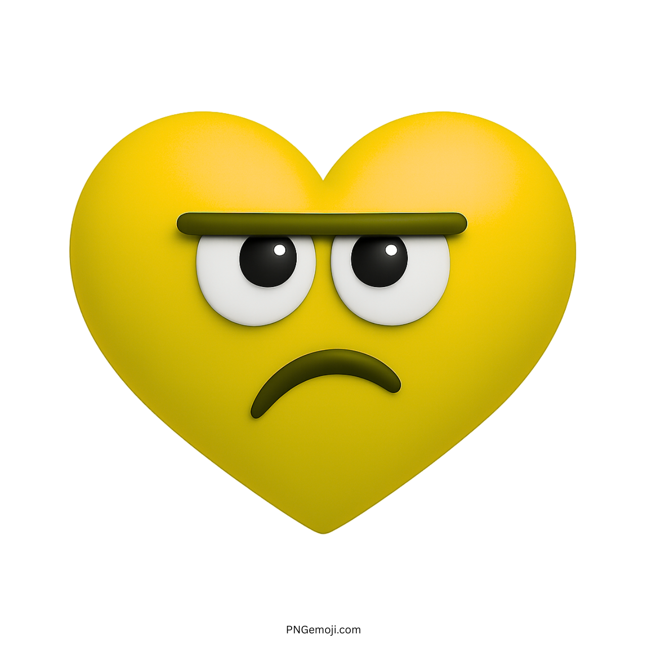 Yellow heart emoji with annoyed unimpressed face and raised dark eyebrows