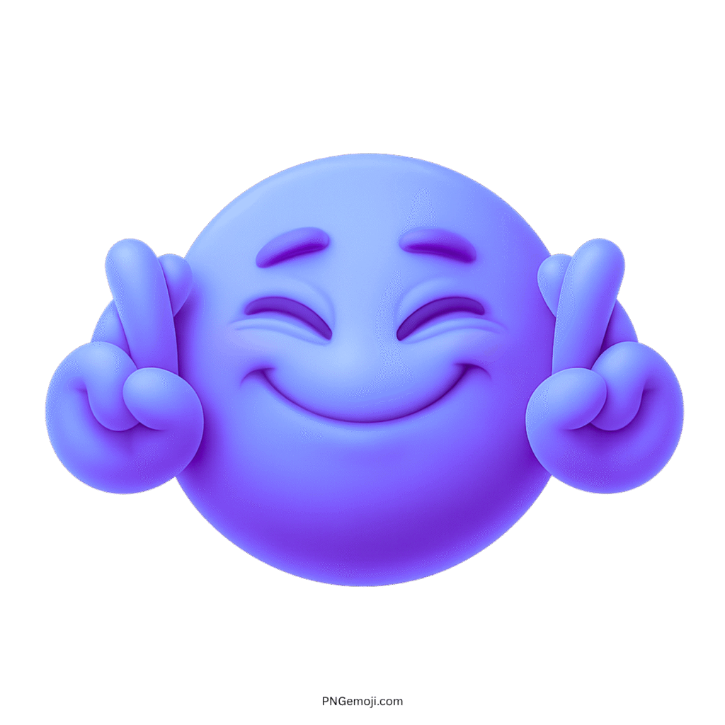 a blue smiley face with fingers up