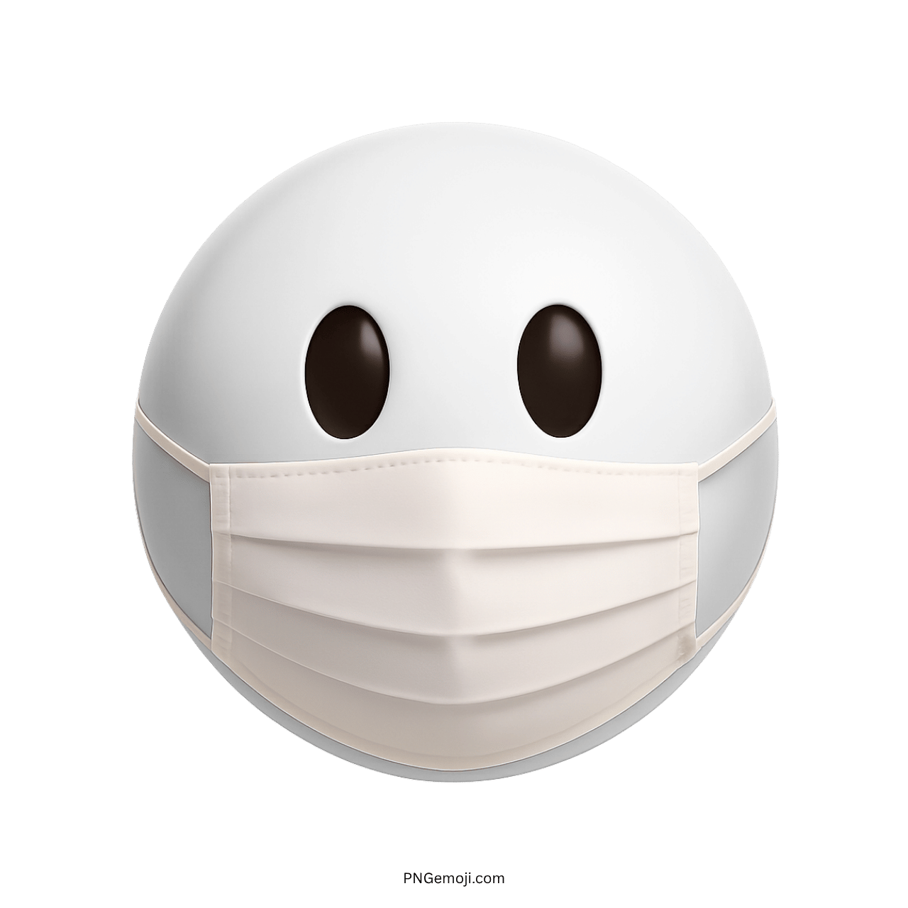 White 3D emoji wearing face mask representing health protection and virus safety measures