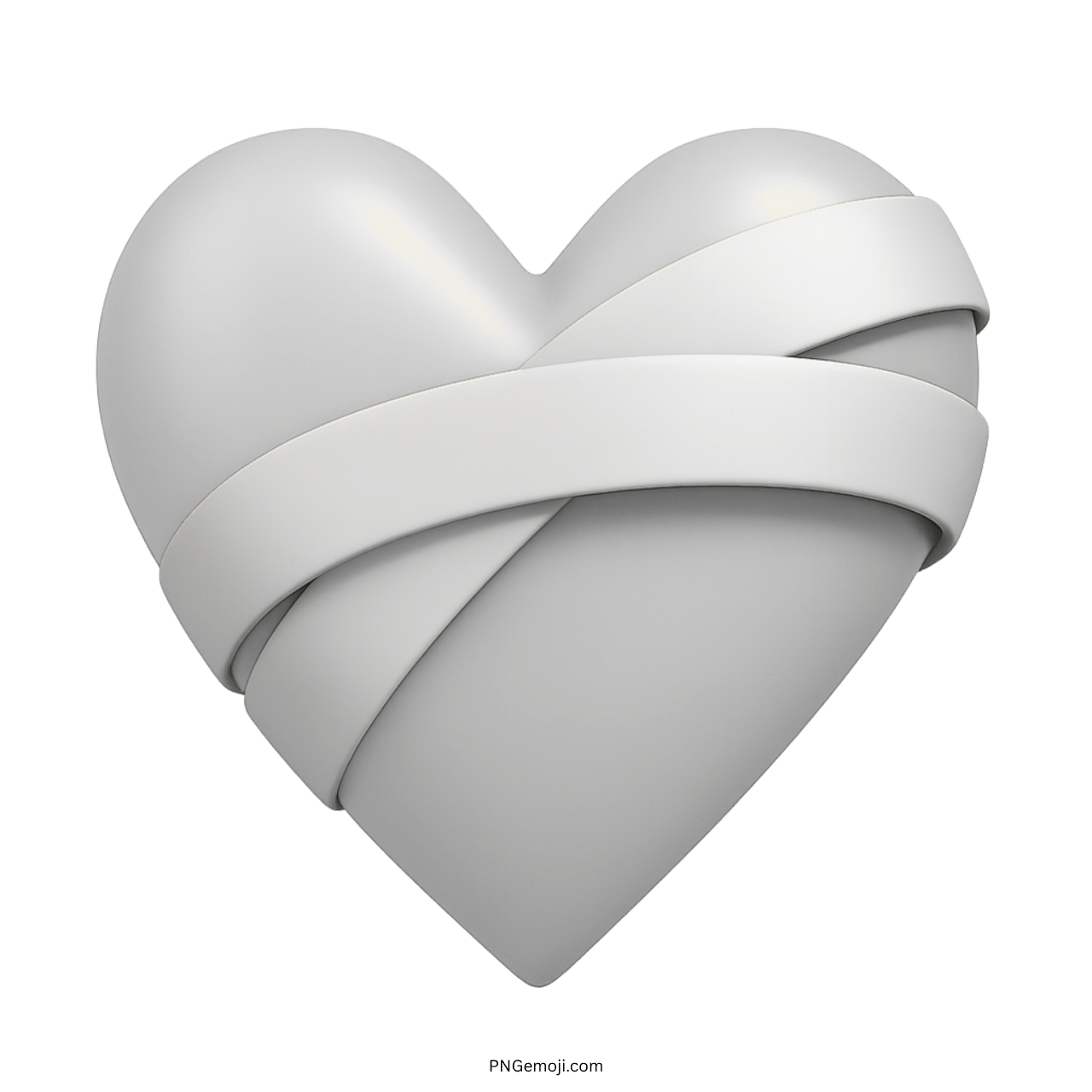 3D white mending heart emoji wrapped in bandage on transparent background
