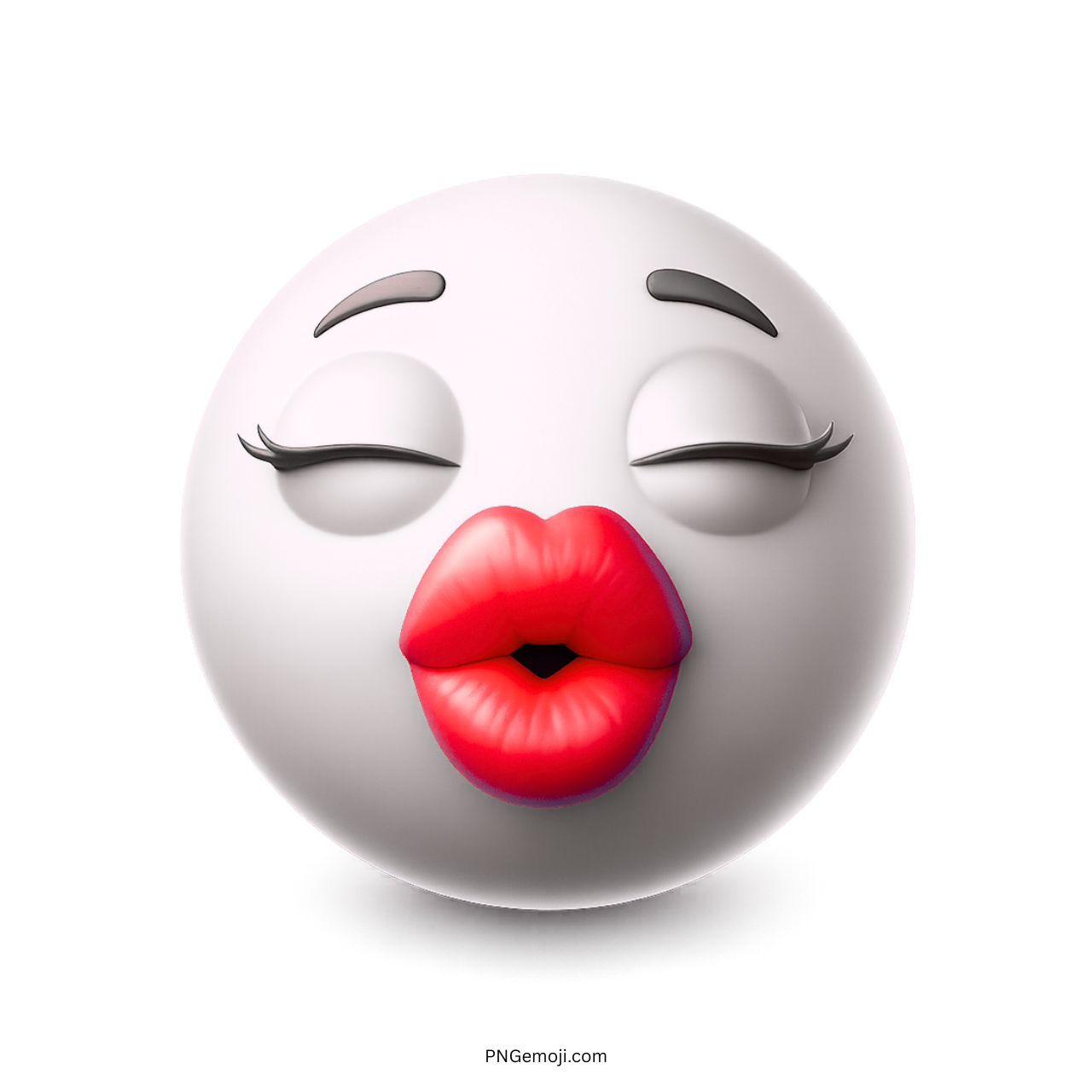 3D white emoji with red lips blowing kiss love expression