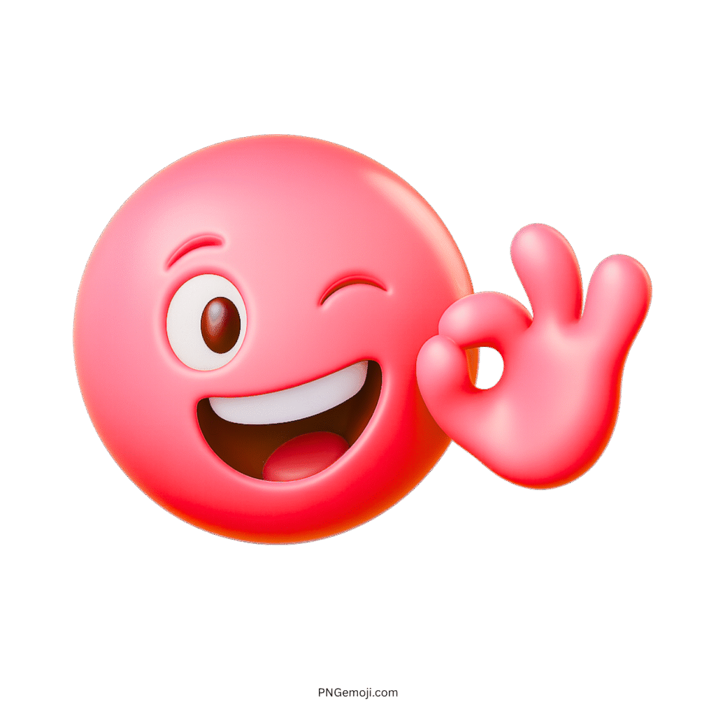 Winking emoji showing OK hand gesture with cheerful and playful 3D expression