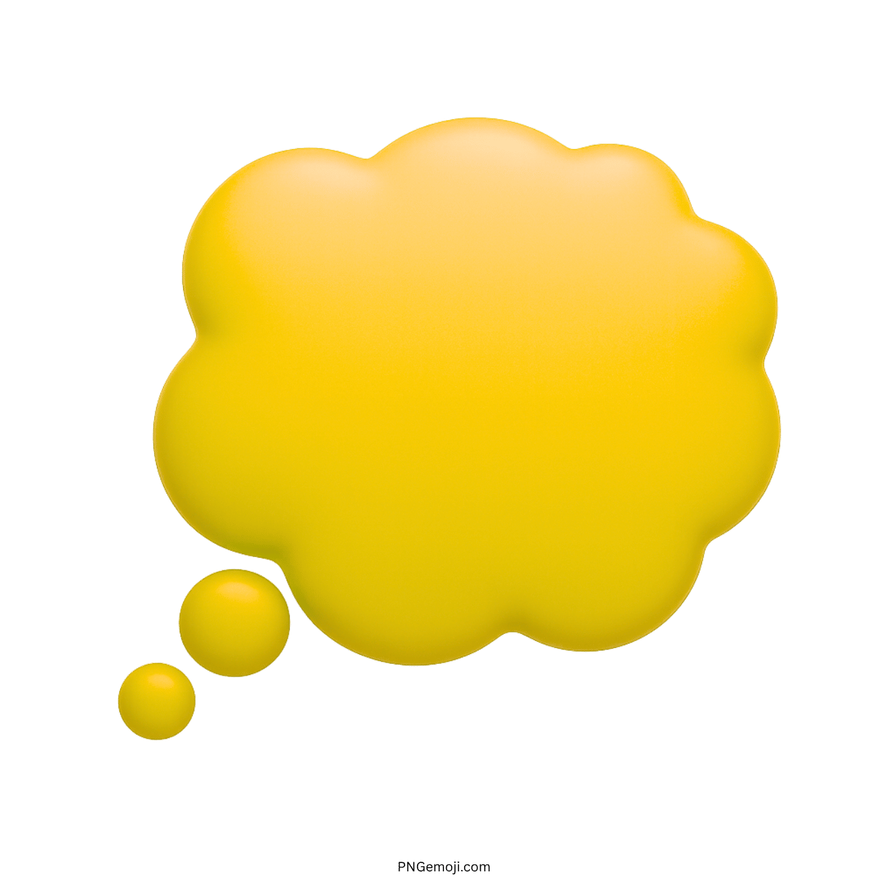 3D yellow thought balloon emoji PNG with smooth design and transparent background