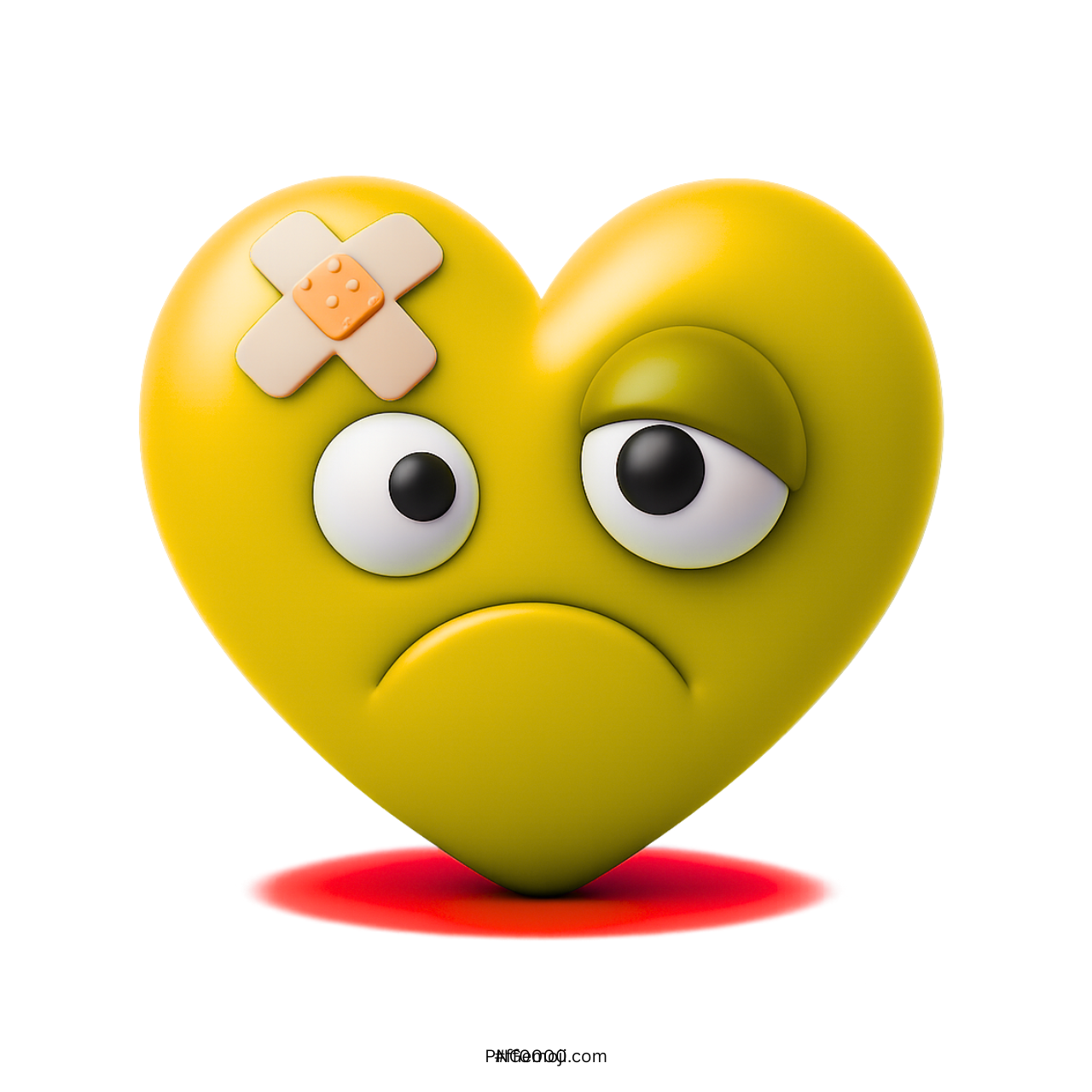 3D yellow beat up heart emoji with bandage sad emotional expression