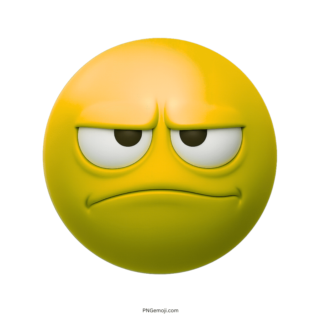 3D yellow emoji with displeased bored expression and tired unimpressed eyes