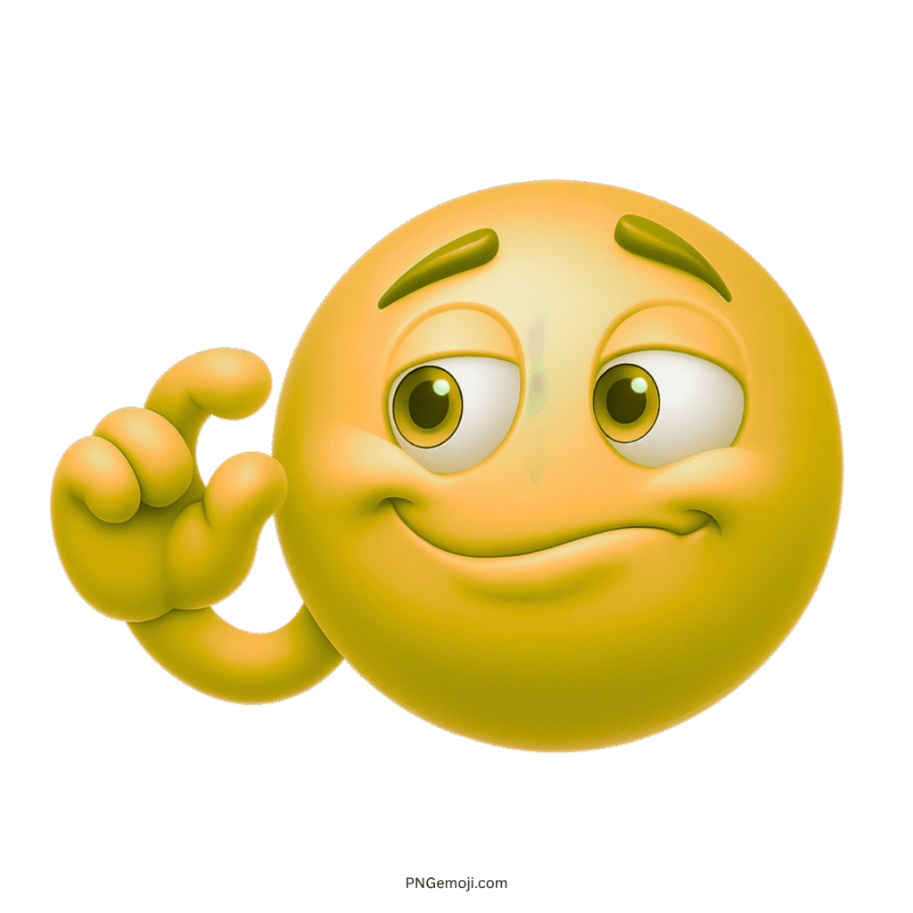Yellow emoji face showing “this much” hand sign with smug, sarcastic expression