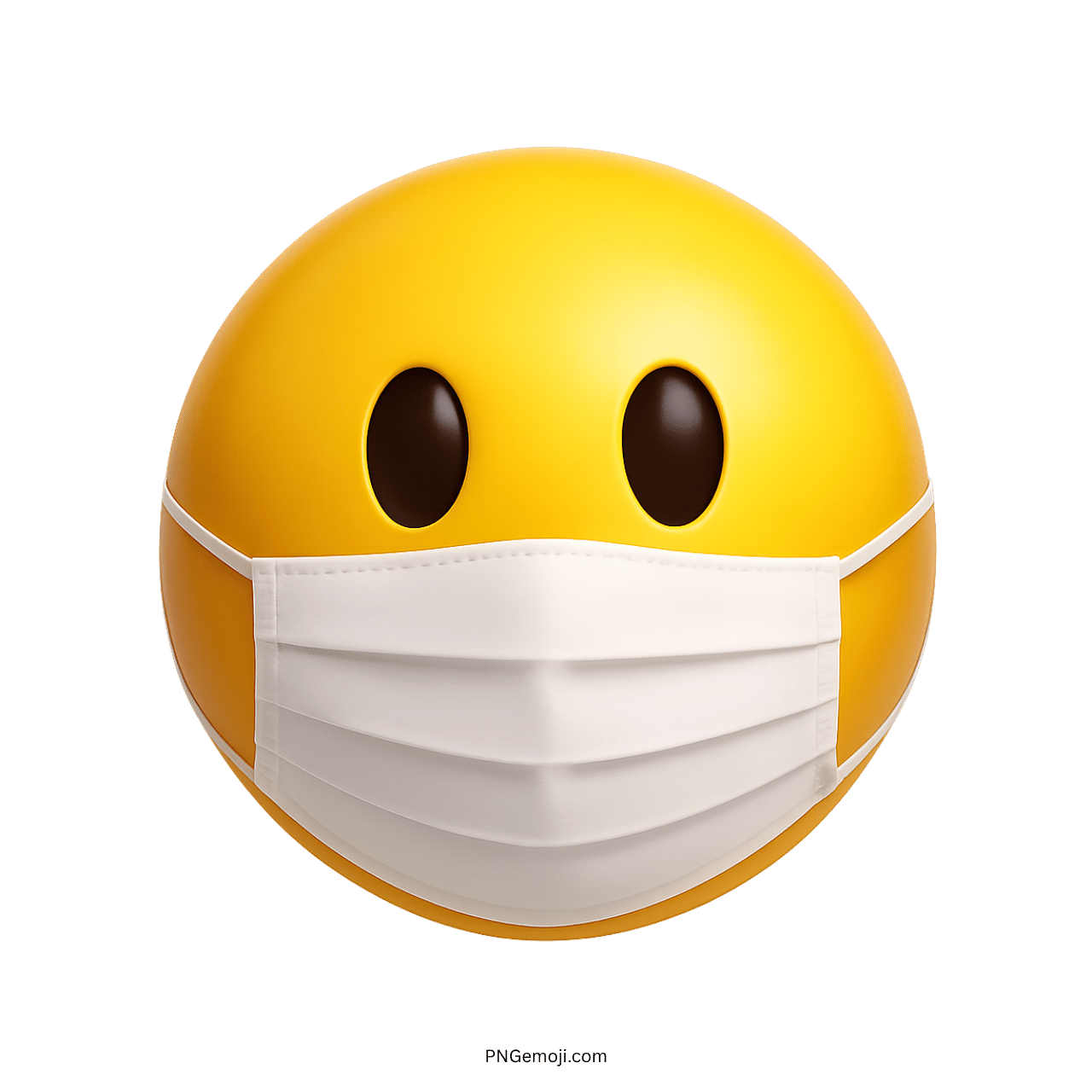 Yellow 3D emoji face wearing medical mask to represent health safety and virus protection