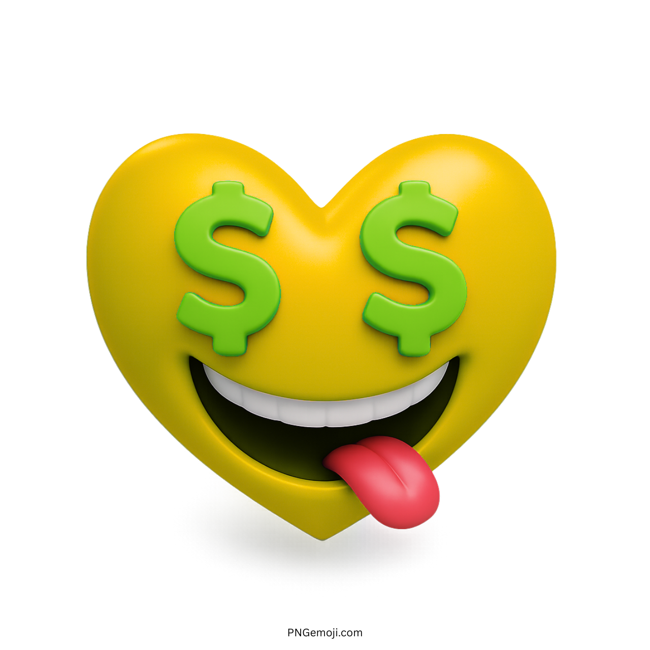 Yellow heart emoji with dollar sign eyes and red tongue sticking out
