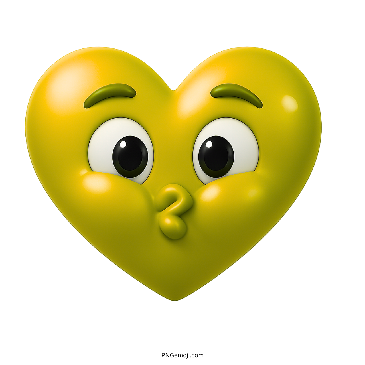 Yellow heart emoji with puffed cheeks and wide eyes holding its breath in 3D