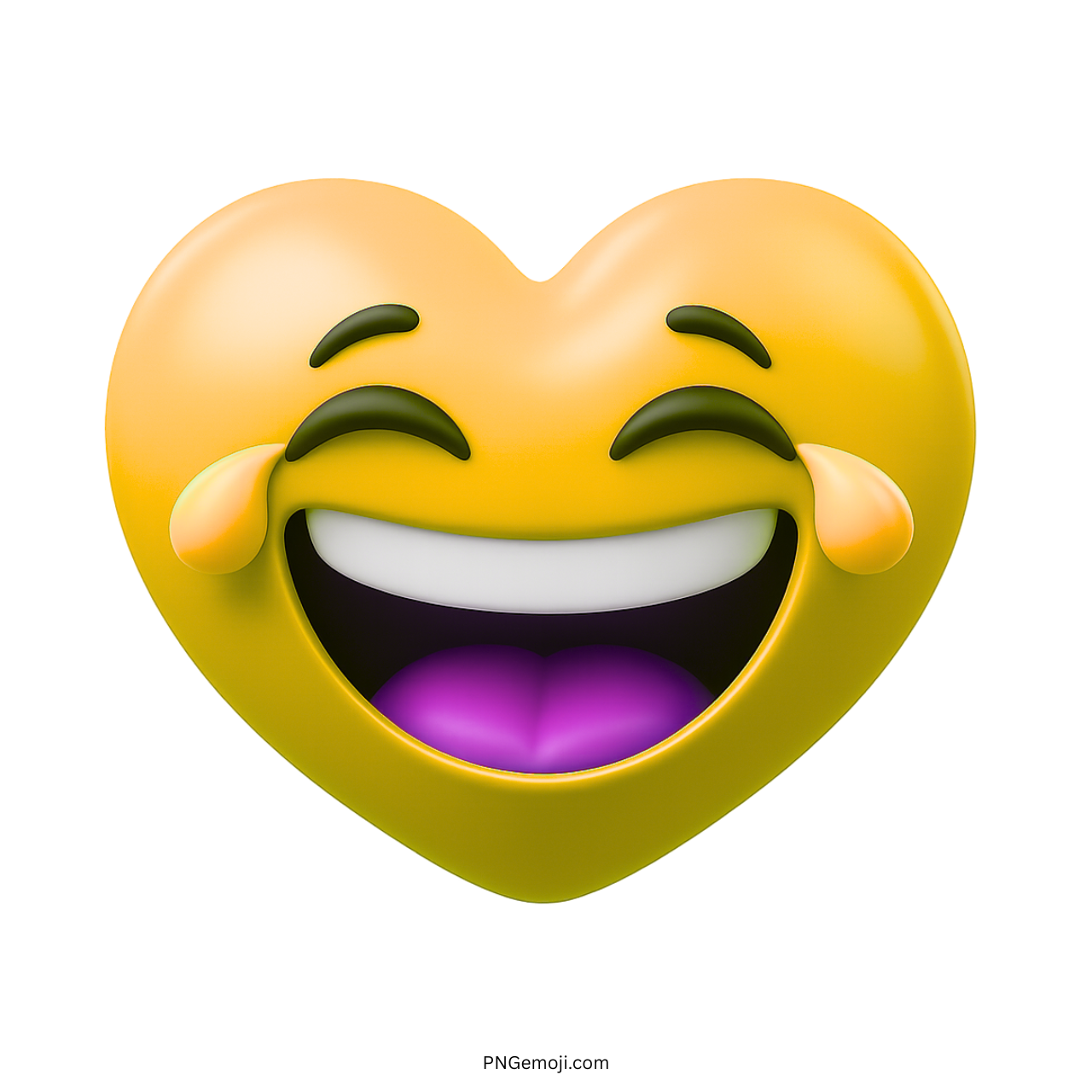 3D yellow heart emoji laughing with happy tears cute expressive emoticon design