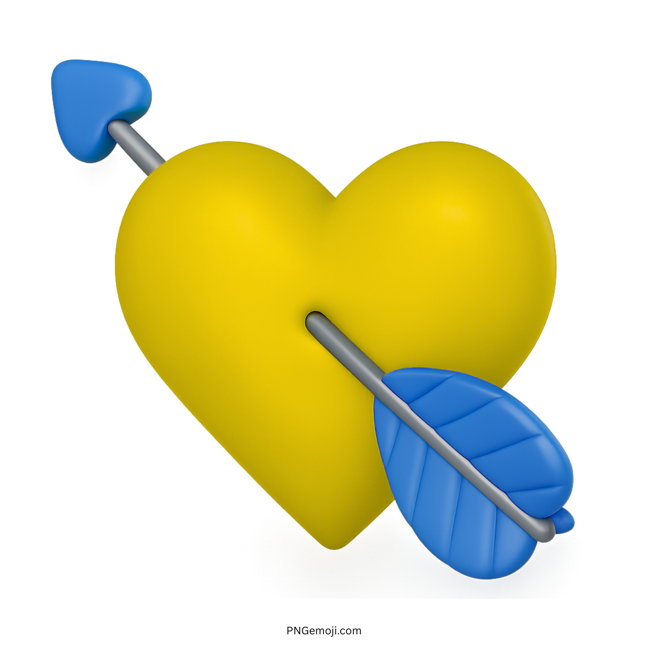 Yellow heart emoji with blue arrow showing cheerful love, admiration, or friendship