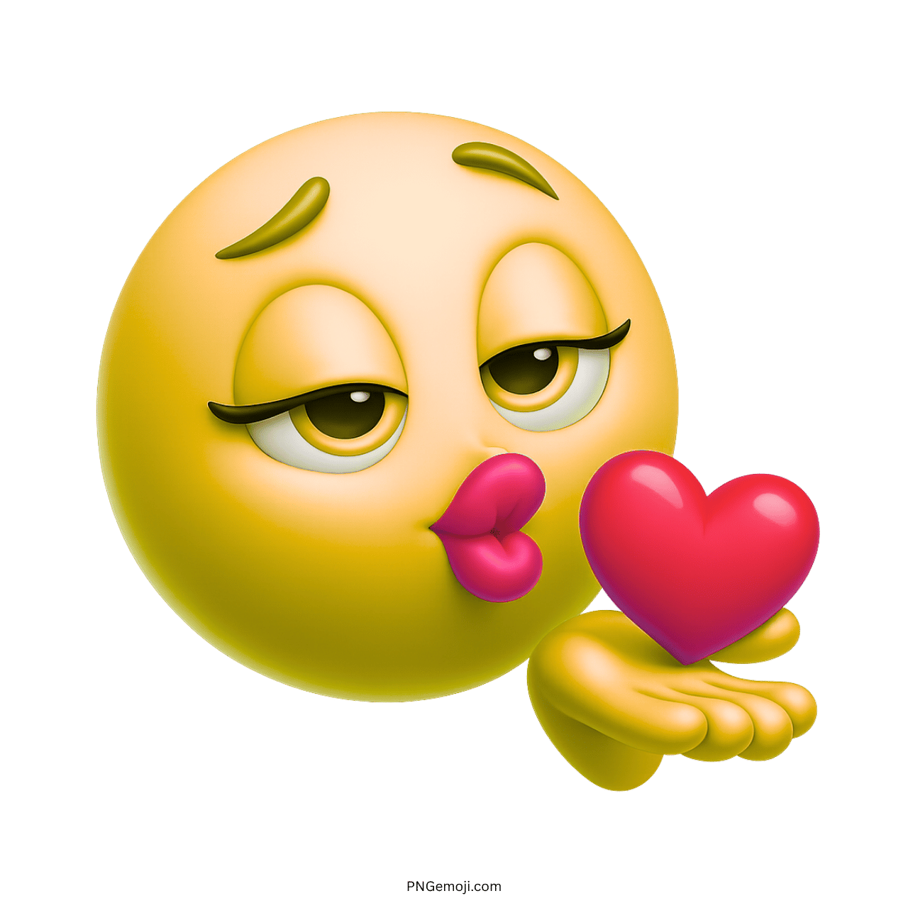 3D yellow emoji blowing kiss with heart, love and flirt expression emoticon
