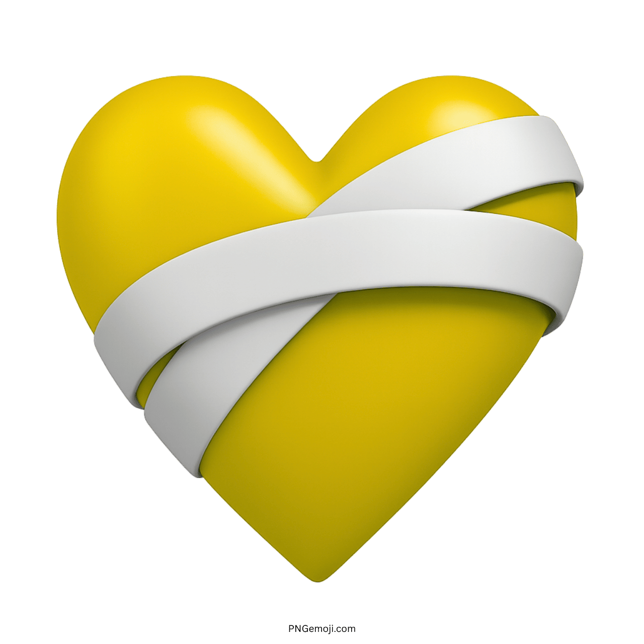 Yellow heart emoji wrapped in white bandages expressing hope, support, and healing