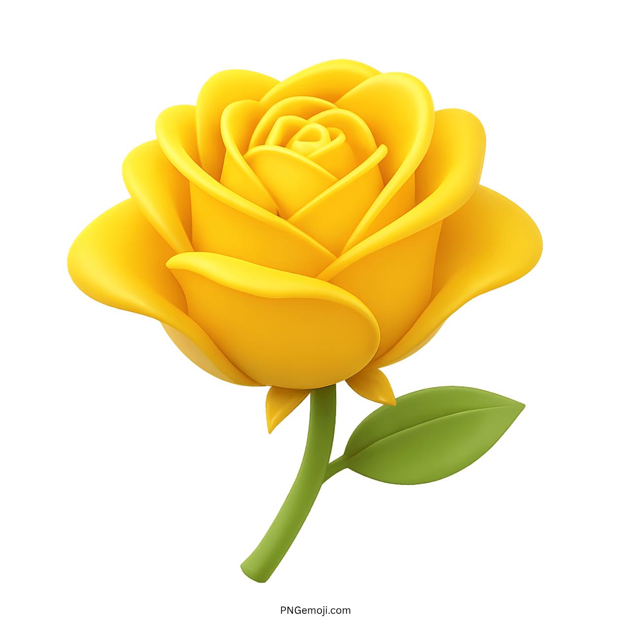 3D yellow rose flower with realistic details and leaves