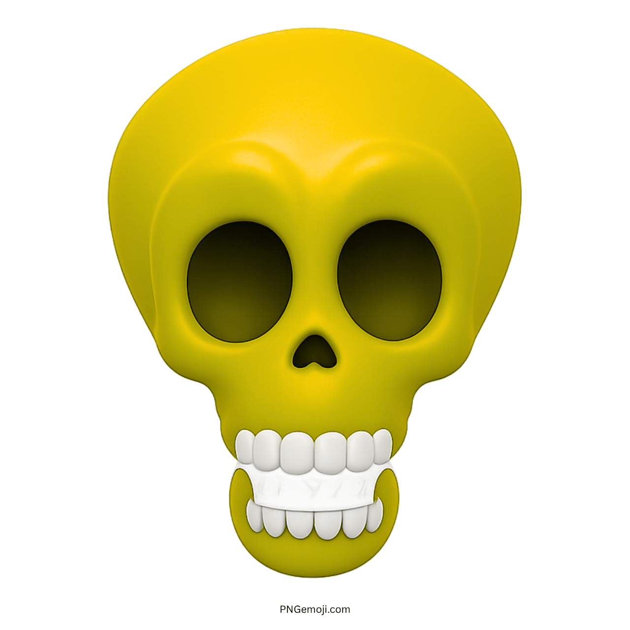 3D yellow shocked skull emoji with wide eyes and teeth for funny reactions