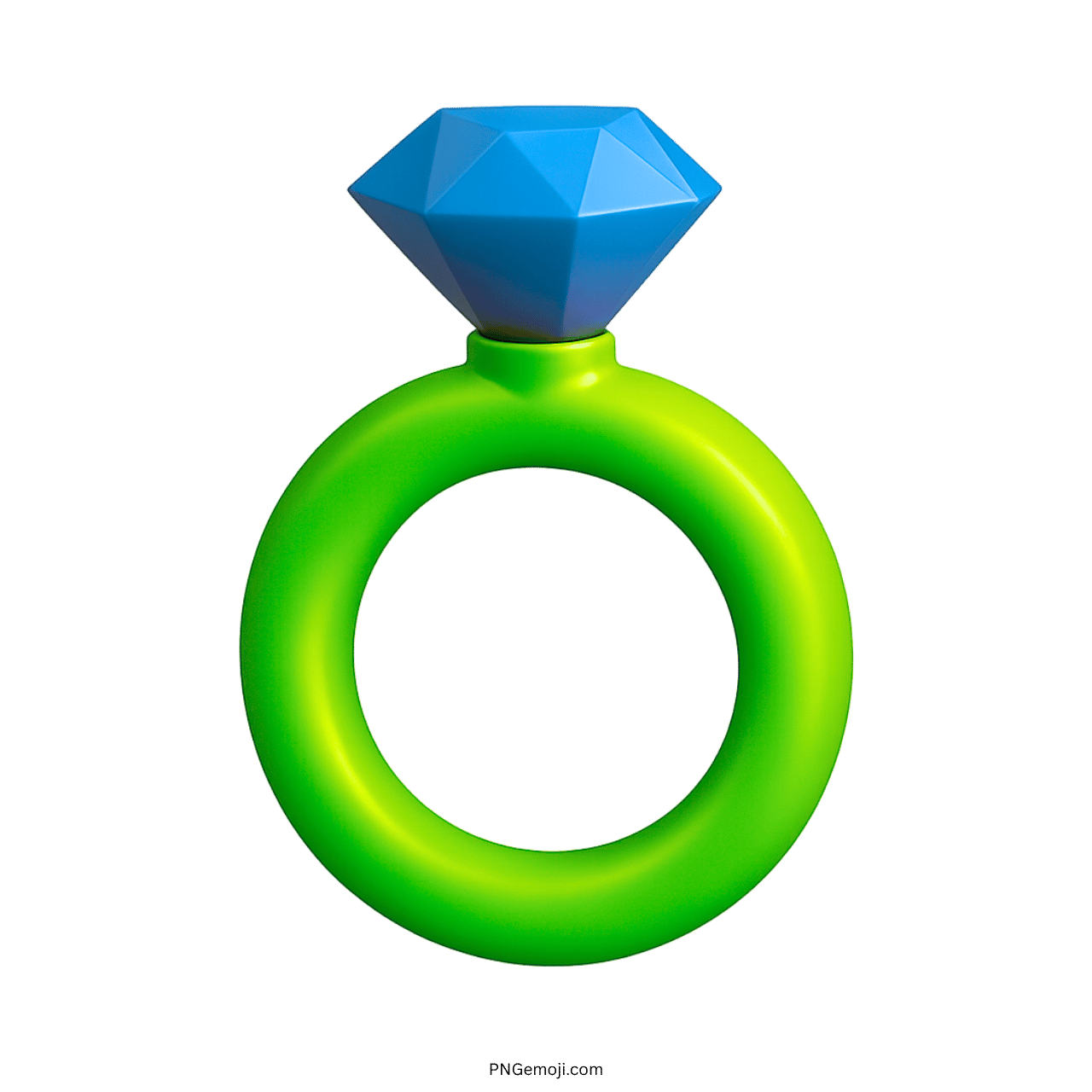 3D green ring emoji with blue diamond and transparent background for digital use