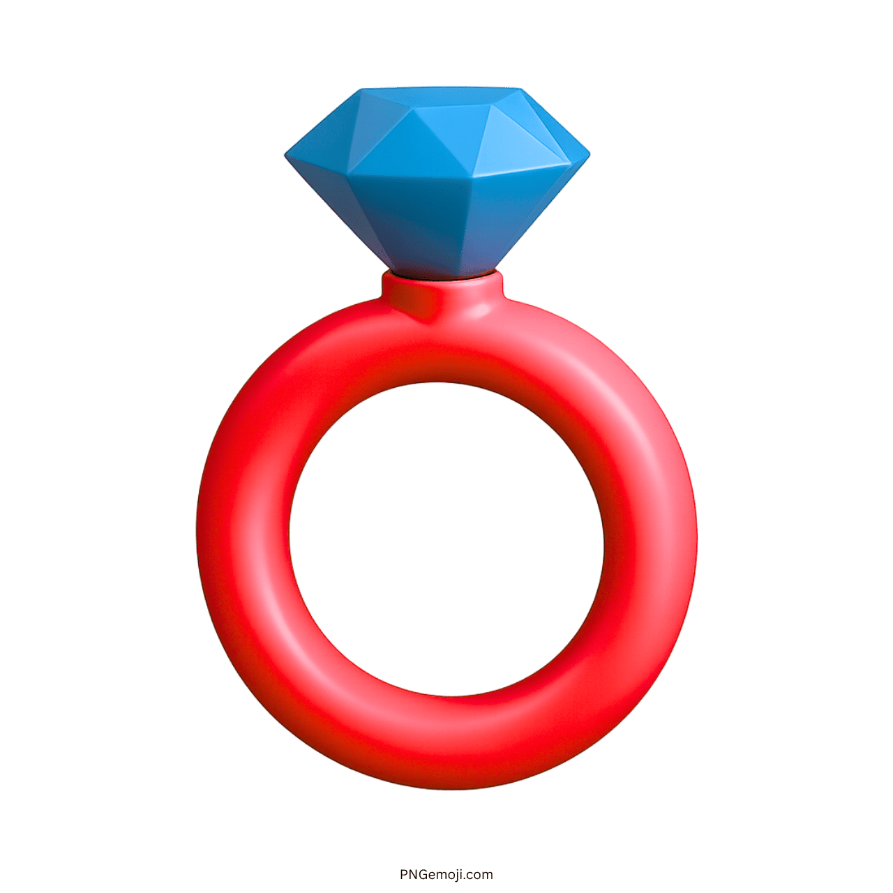 3D red ring emoji with sparkling blue diamond and transparent background clipart