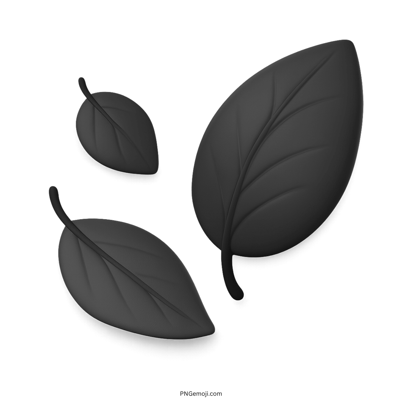 3D black fallen leaf emoji PNG with transparent background high quality clipart image