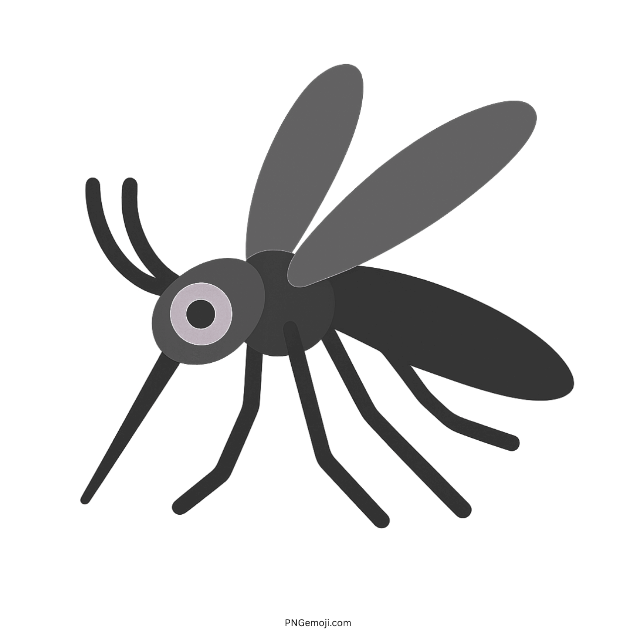 3D black mosquito emoji icon with transparent background in cartoon style illustration