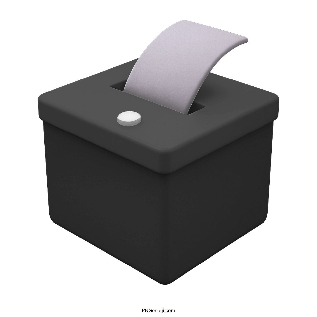 3D black vote box emoji with ballot paper and transparent PNG background
