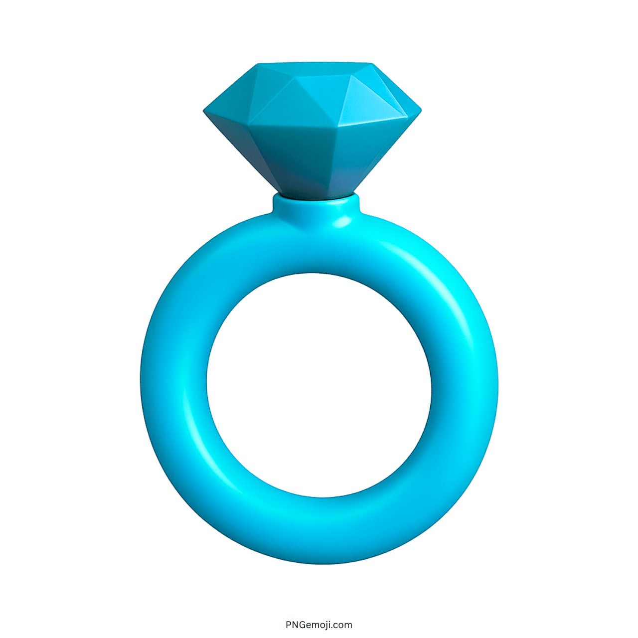3D blue diamond engagement ring emoji icon with transparent background clipart