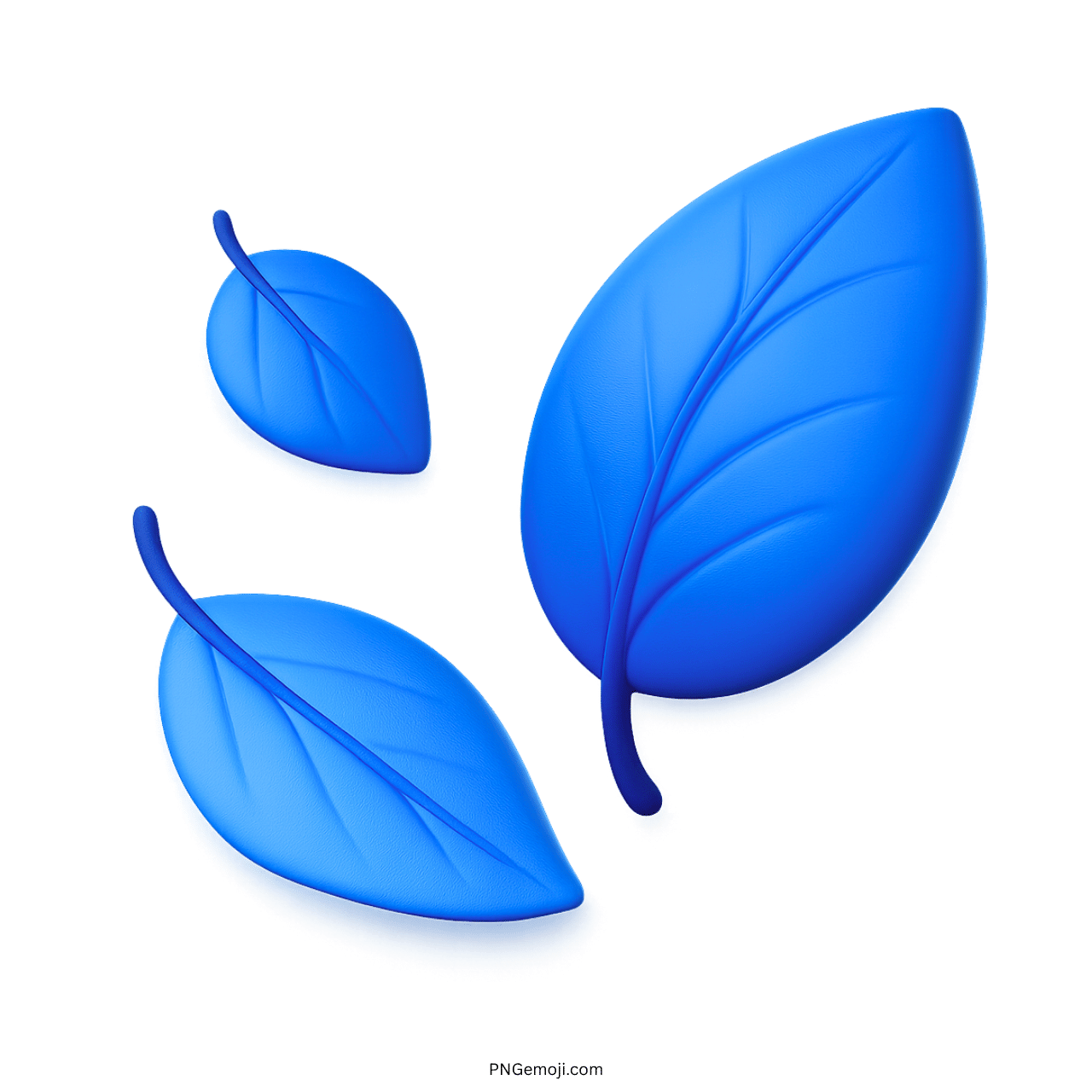 3D blue fallen leaf emoji PNG with transparent background high resolution clipart image