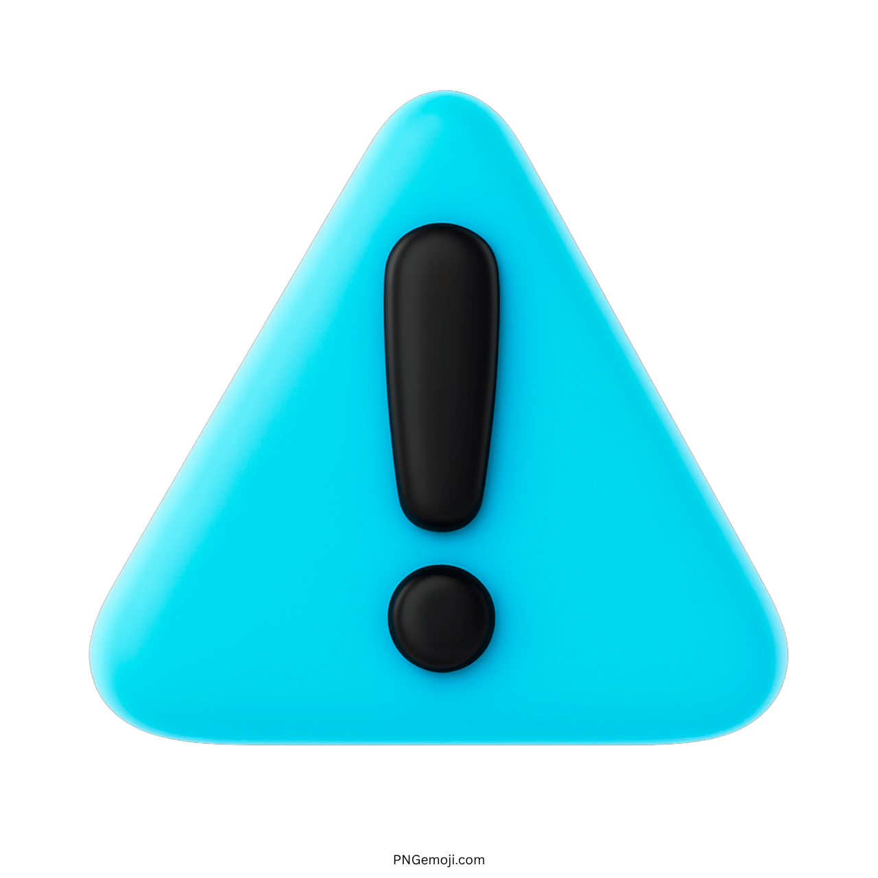 3D blue warning triangle emoji with black exclamation mark