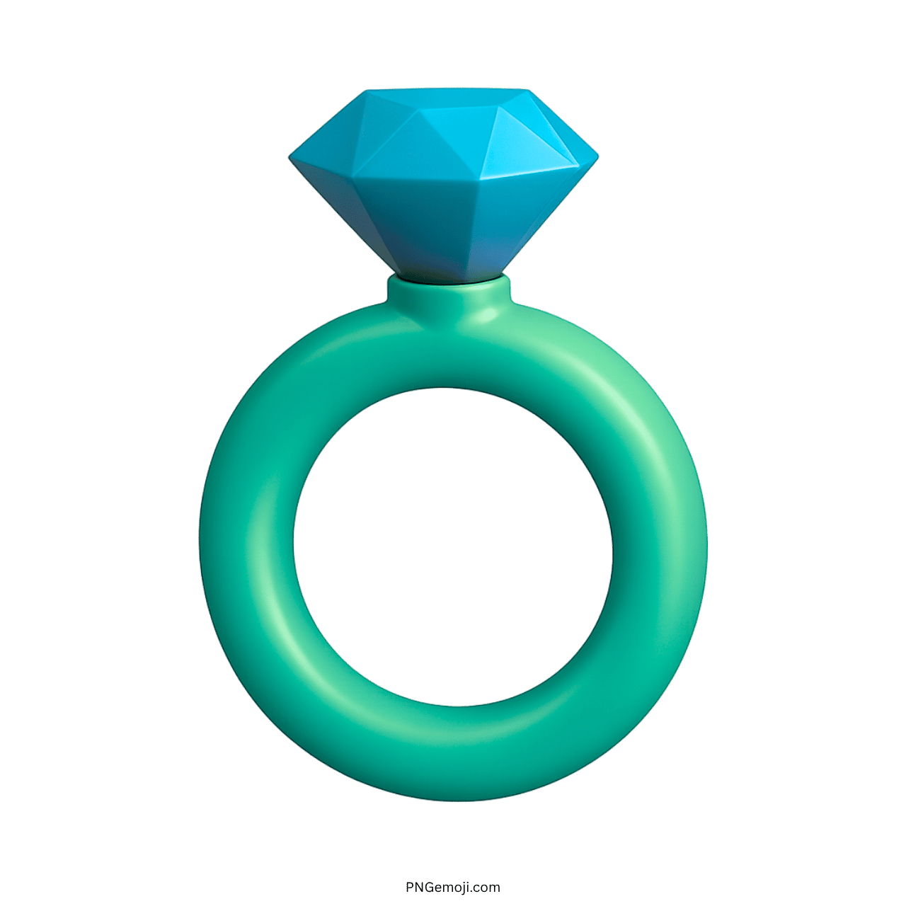 3D green diamond engagement ring emoji icon with transparent background clipart