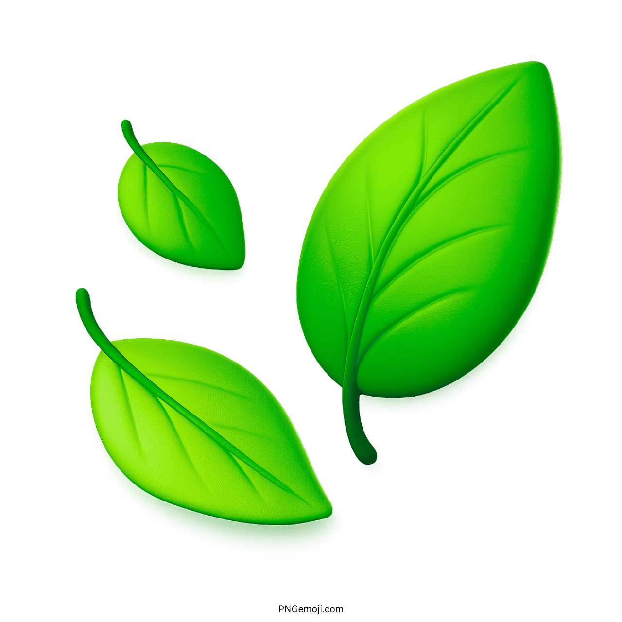 3D green fallen leaf emoji PNG with transparent background high quality clipart image
