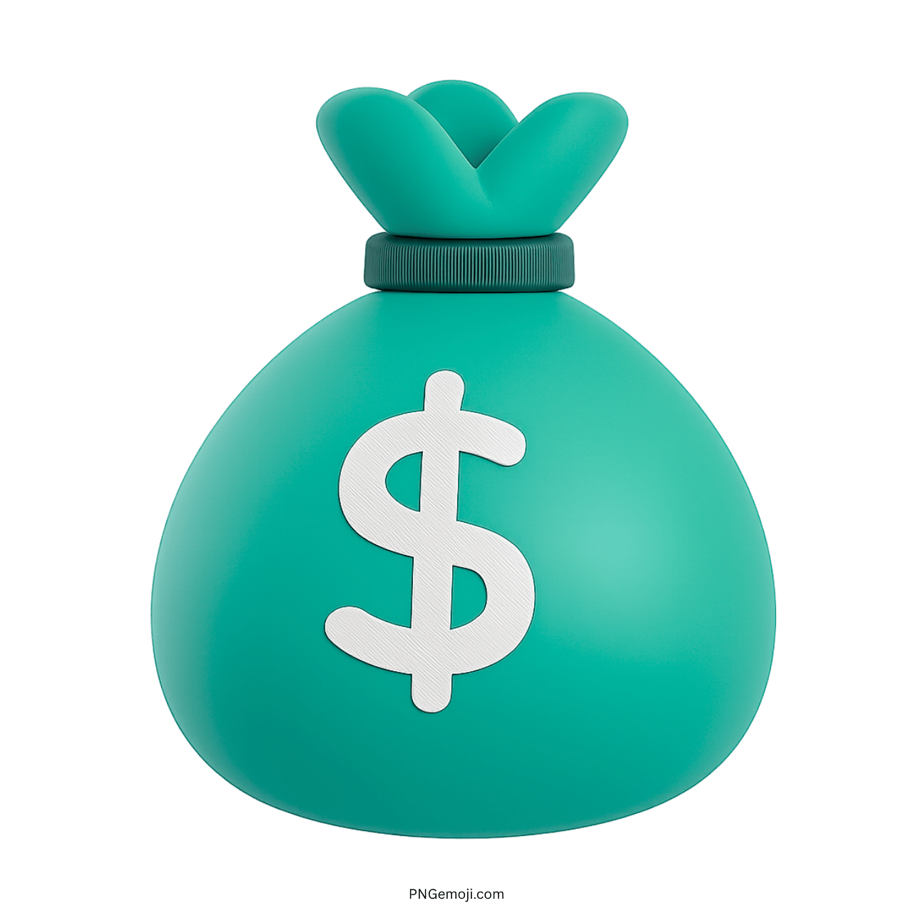 3D green money bag emoji with white dollar symbol on transparent background