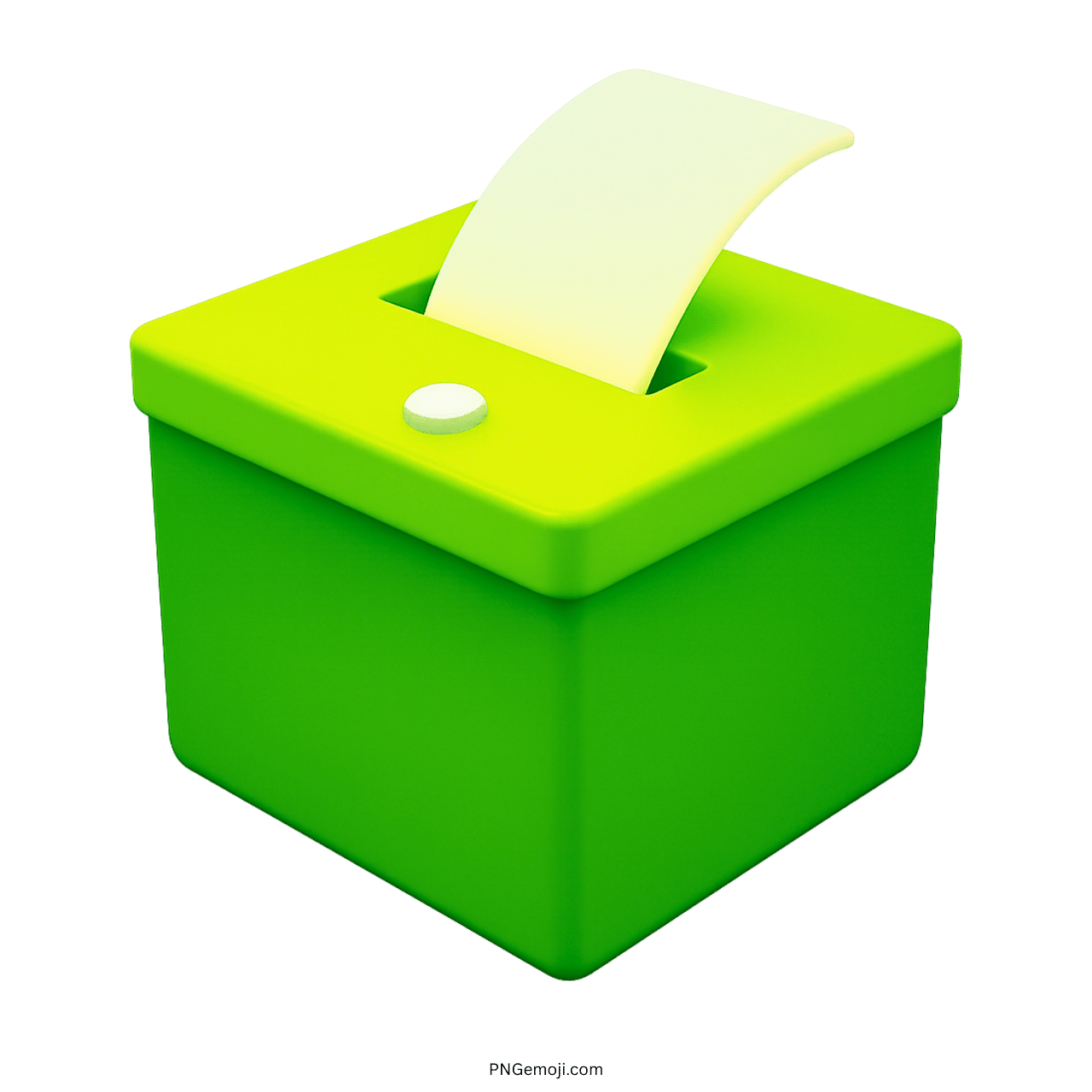 3D green vote box emoji with ballot paper and transparent PNG background