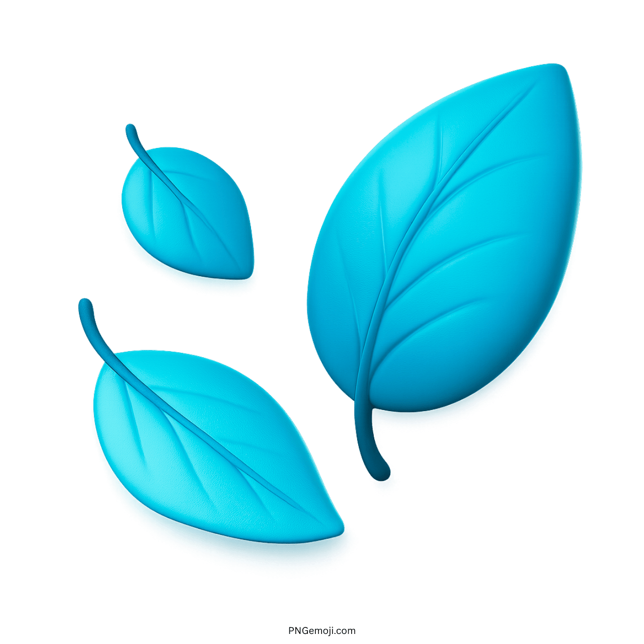 3D light blue fallen leaf emoji PNG with transparent background high quality clipart image