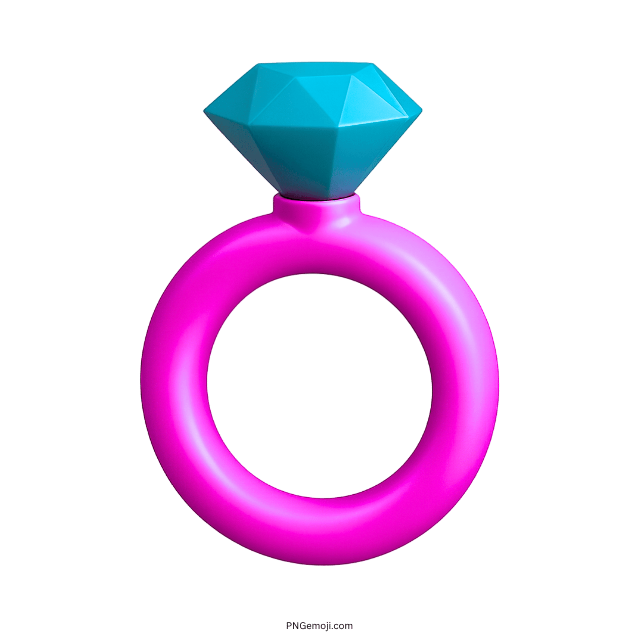 3D pink diamond engagement ring emoji icon with transparent background clipart