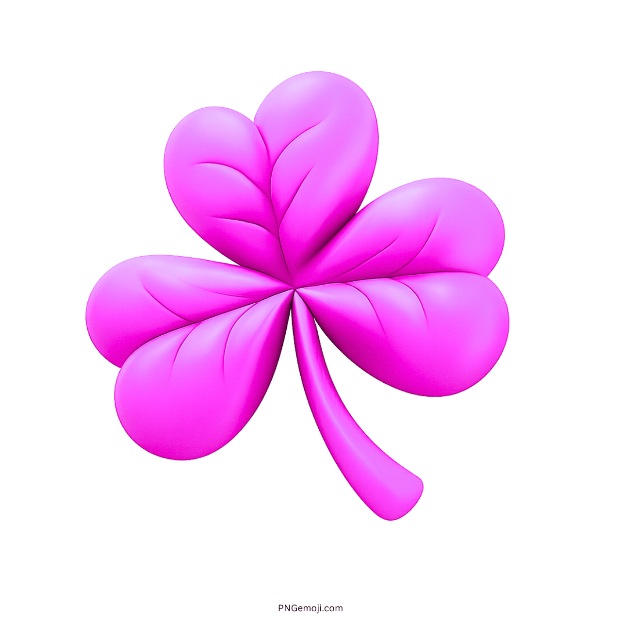 3D pink shamrock clover emoji with heart-shaped leaves and transparent background