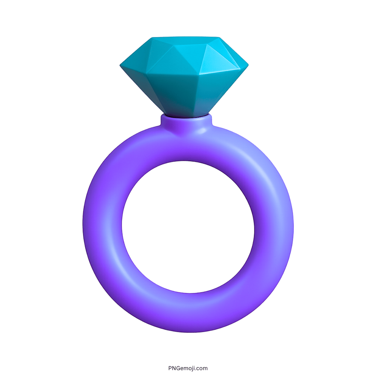 3D purple diamond engagement ring emoji icon with transparent background clipart