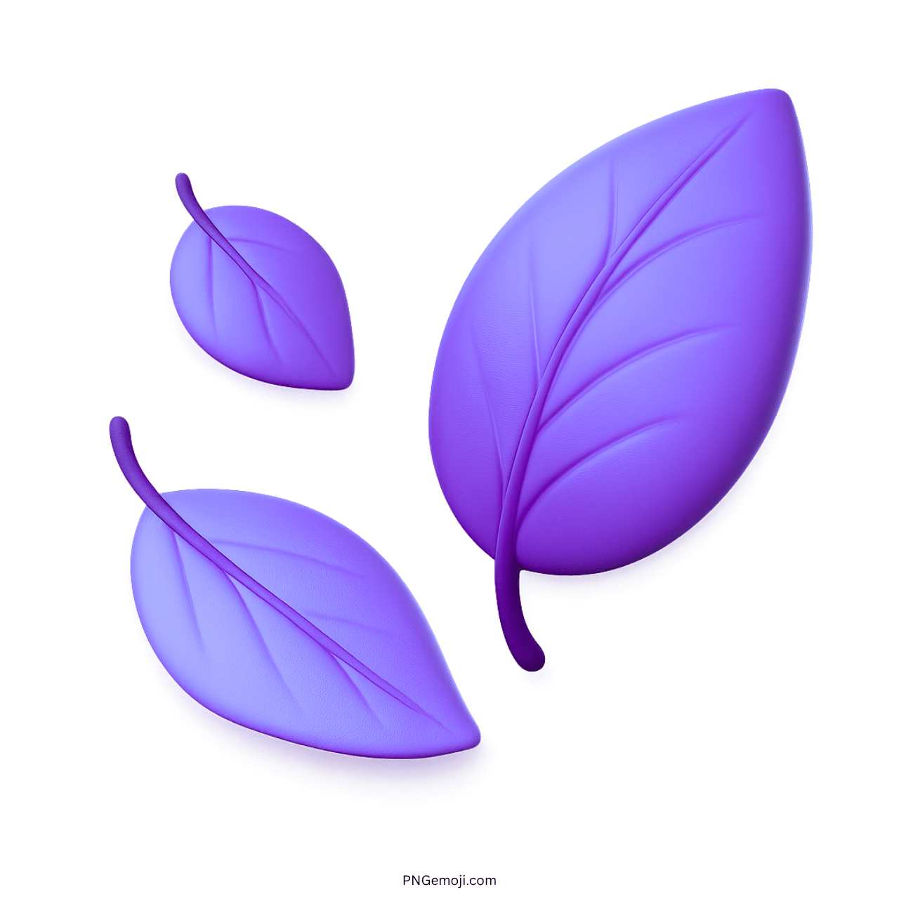 3D purple fallen leaf emoji PNG with transparent background high resolution clipart image
