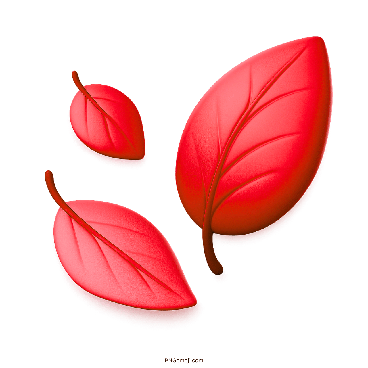 3D red fallen leaf emoji PNG with transparent background high quality clipart image