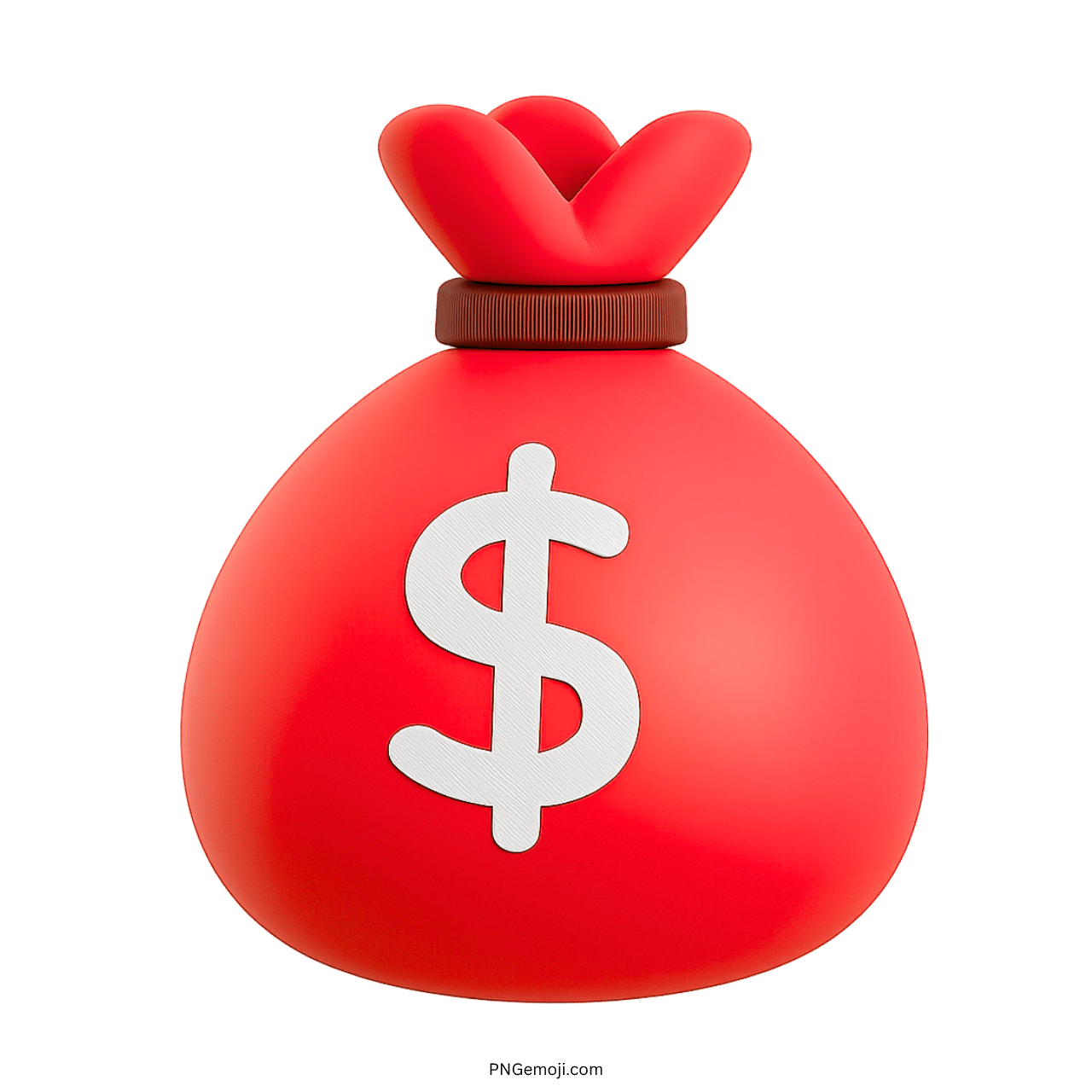 3D red money bag emoji with white dollar symbol on transparent background